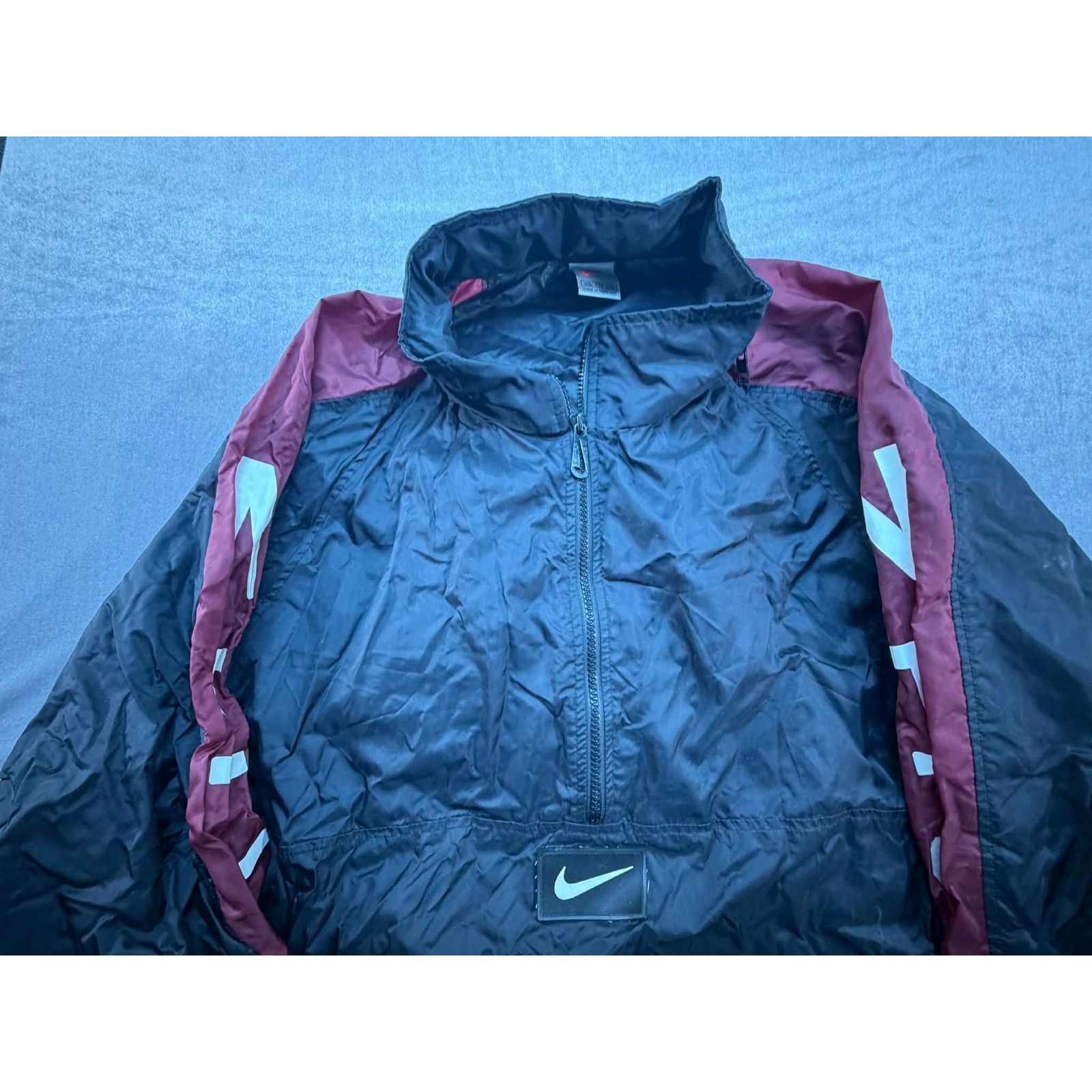 Vintage Y2k Nike Windbreaker Rain Pullover Pack Away Hood Black Xxl